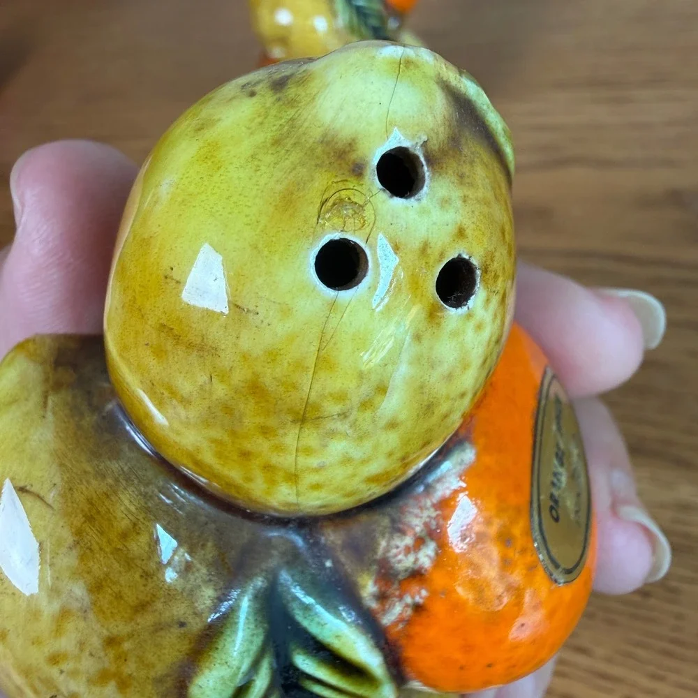 Vintage Inarco Orange Spice Fruit Basket Salt and Pepper Shakers E3356 Japan